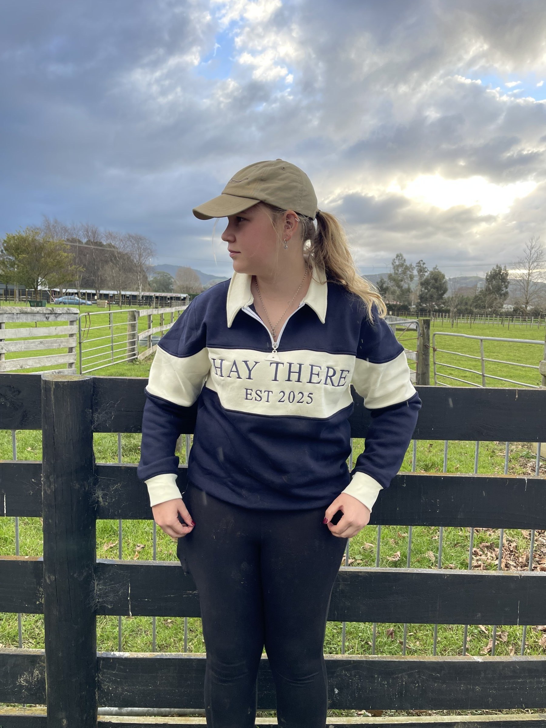 Midnight Station — Navy & Cream Hay There 1/4 Zip Jersey